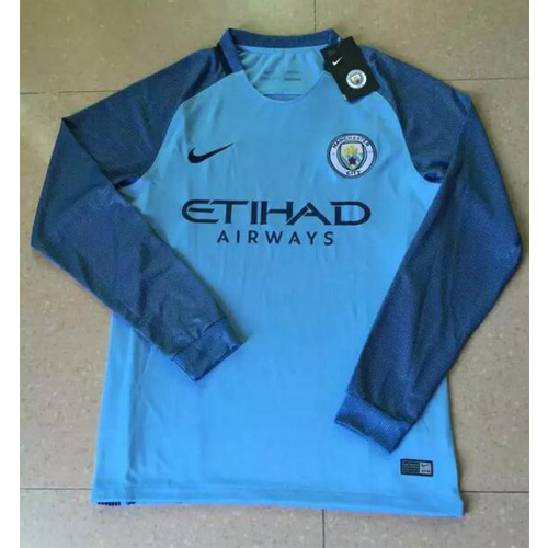 Manchester City 2016/17 Long Sleeve Home Soccer Jersey